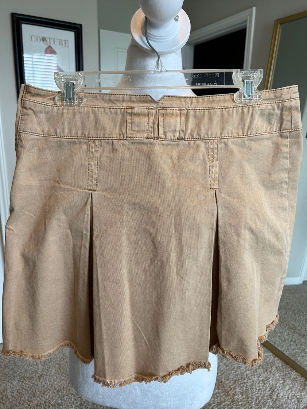 FREE PEOPLE Khaki Cotton Pleated Schoolgirl Mini Skirt Size 8 - Picture 3 of 11
